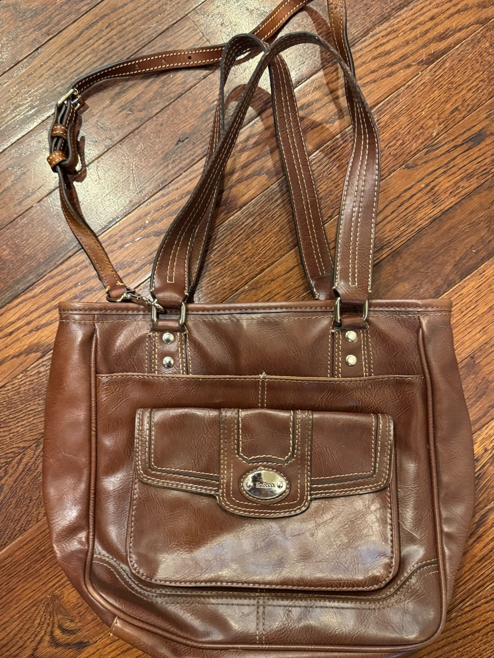 VTG Liz & Co Brown Tote Shoulder Crossbody Bag Y2K Preppy Utilitarian Equestrian